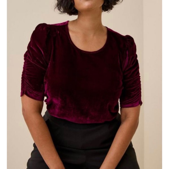 torrid Tops - 🆕 Velvet Ruched Sleeve Top 2 2X 18 20 NWT Torrid New Purple Burgundy